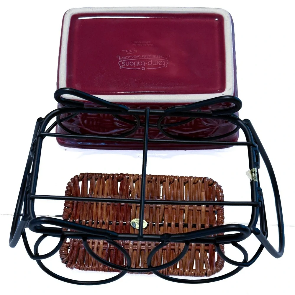 Temp-Tations by Tara Presentable Ovenware Cranberry Red Loaf Pan Wire Tray
